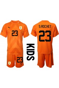 Fotbalové Dres Uruguay Sergio Rochet #23 Brankářské Dětské Venkovní Oblečení MS 2022 Krátký Rukáv (+ trenýrky)
